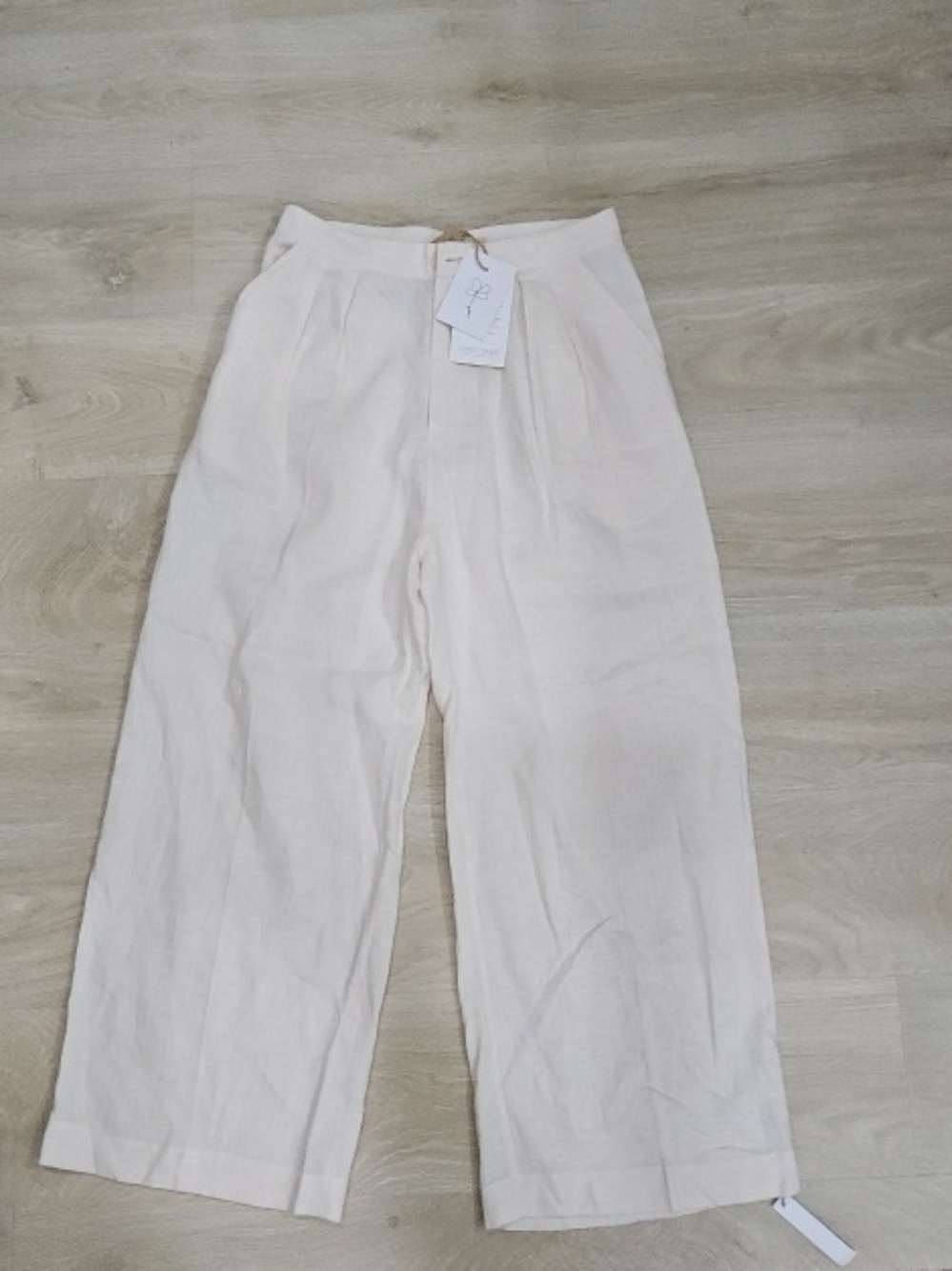Women's Wide-Leg High-Waist Pants in Light Cream